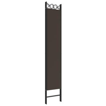 4-Panel Brown Room Divider - Durable Fabric 160x220 cm