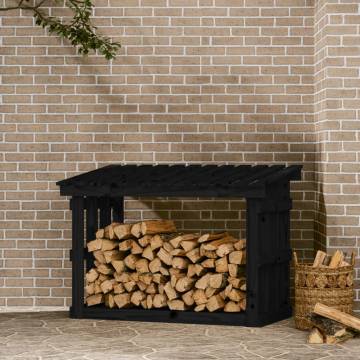 Firewood Rack Black - Solid Pine Wood | HipoMarket