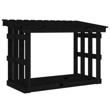 Firewood Rack Black - Solid Pine Wood | HipoMarket