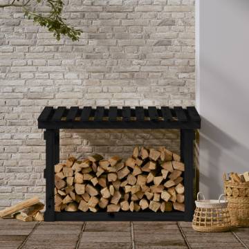 Firewood Rack Black - Solid Pine Wood | HipoMarket