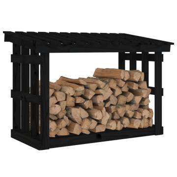 Firewood Rack Black - Solid Pine Wood | HipoMarket