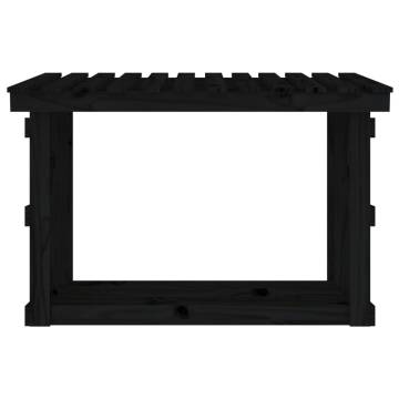 Firewood Rack Black - Solid Pine Wood | HipoMarket