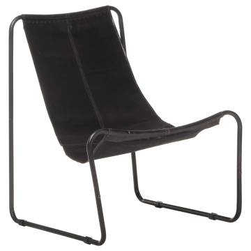 Relaxing Chair - Black Real Leather | Hipomarket