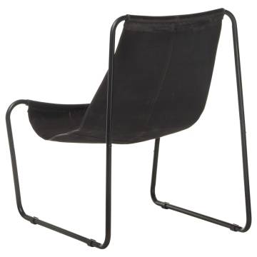 Relaxing Chair - Black Real Leather | Hipomarket