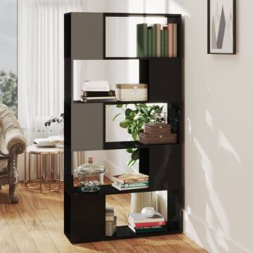 High Gloss Black Book Cabinet Room Divider - 80x24x155 cm