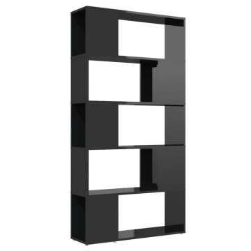 High Gloss Black Book Cabinet Room Divider - 80x24x155 cm