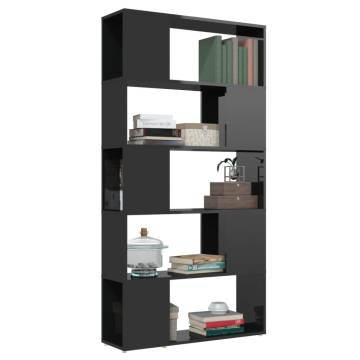 High Gloss Black Book Cabinet Room Divider - 80x24x155 cm