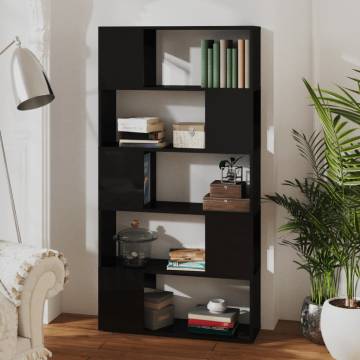 High Gloss Black Book Cabinet Room Divider - 80x24x155 cm