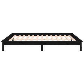 LED Bed Frame Black 200x200 cm - Solid Wood | HipoMarket