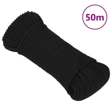 Work Rope Black 4mm 50m - Durable Polyester for All Uses