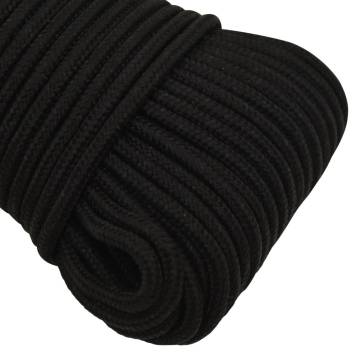 Work Rope Black 4mm 50m - Durable Polyester for All Uses