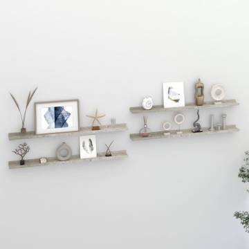 Wall Shelves 4 pcs Concrete Grey 100x9x3 cm | HipoMarket