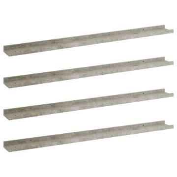 Wall Shelves 4 pcs Concrete Grey 100x9x3 cm | HipoMarket