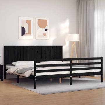 Black Solid Wood Bed Frame 200x200 cm - Stylish & Durable