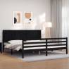 Bed Frame with Headboard Black 200x200 cm Solid Wood Colour black Size 200 x 200 cm 