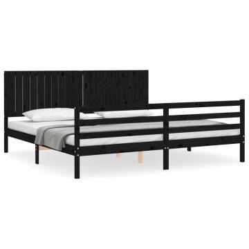 Black Solid Wood Bed Frame 200x200 cm - Stylish & Durable