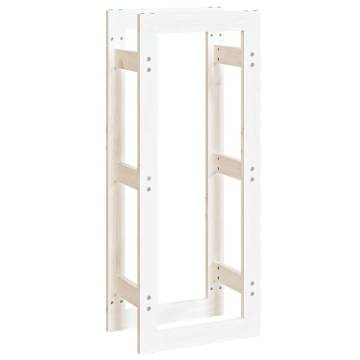 Firewood Rack White 41x25x100 cm - Solid Pine Wood Storage