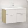 Sink Cabinet White and Sonoma Oak 80x38.5x46 cm Engineered Wood Colour white and sonoma oak Size 80 x 38.5 x 46 cm Number of 1 