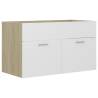 Sink Cabinet White and Sonoma Oak | Stylish Bathroom Storage