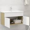 Sink Cabinet White and Sonoma Oak | Stylish Bathroom Storage