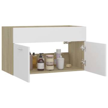 Sink Cabinet White and Sonoma Oak | Stylish Bathroom Storage