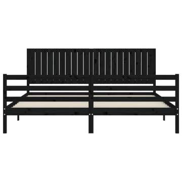 Black Solid Wood Bed Frame 200x200 cm - Stylish & Durable