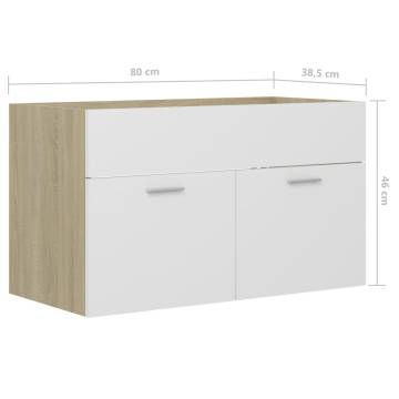 Sink Cabinet White and Sonoma Oak | Stylish Bathroom Storage