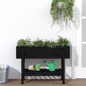 Garden Raised Bed Black 101x30x69 cm - Solid Pine Wood