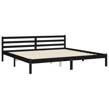 Black Solid Wood Bed Frame 200x200 cm - Stylish & Durable