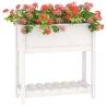 White Solid Pine Planter with Shelf - 82.5x34.5x81 cm