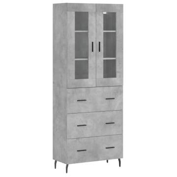 Stylish Highboard in Concrete Grey | 69.5x34x180 cm