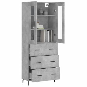 Stylish Highboard in Concrete Grey | 69.5x34x180 cm