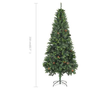 Artificial Christmas Tree with Pine Cones - 210 cm Green