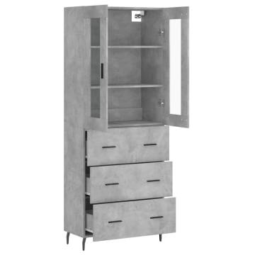 Stylish Highboard in Concrete Grey | 69.5x34x180 cm