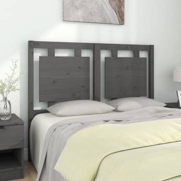 Stylish Grey Bed Headboard - Solid Pine Wood 125.5x4x100 cm