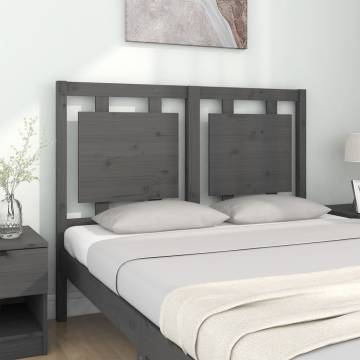 Stylish Grey Bed Headboard - Solid Pine Wood 125.5x4x100 cm