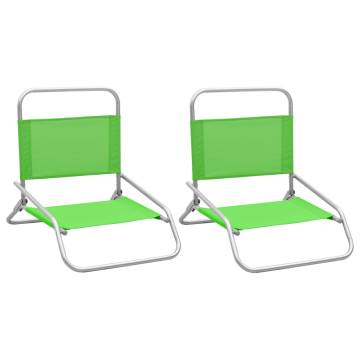 Folding Beach Chairs 2 pcs - Green Fabric | HipoMarket UK