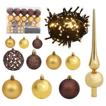 61 Piece Christmas Ball Set - Gold & Bronze with 150 LEDs