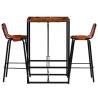 Stylish 3-Piece Bar Set: Reclaimed Wood & Goat Leather