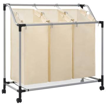 Laundry Sorter with 3 Bags - Cream Steel | Hipo Market