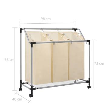 Laundry Sorter with 3 Bags - Cream Steel | Hipo Market