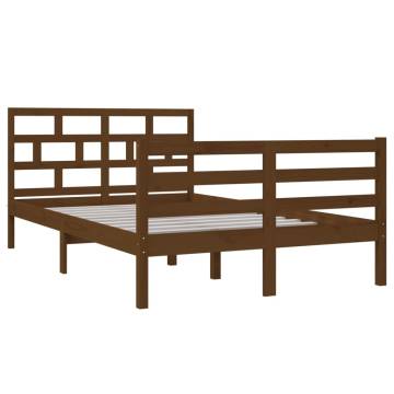 Honey Brown Small Double Bed Frame - Solid Wood 120x190 cm