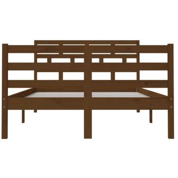 Honey Brown Small Double Bed Frame - Solid Wood 120x190 cm