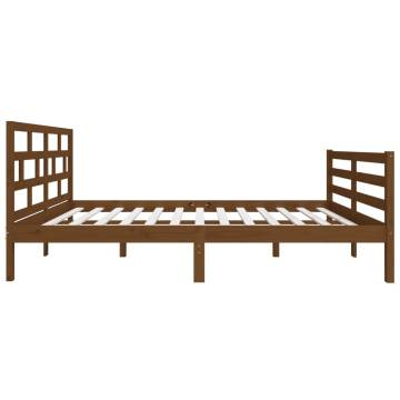 Honey Brown Small Double Bed Frame - Solid Wood 120x190 cm