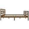 Honey Brown Small Double Bed Frame - Solid Wood 120x190 cm