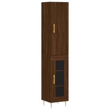 Stylish Highboard in Brown Oak - 34.5x34x180 cm