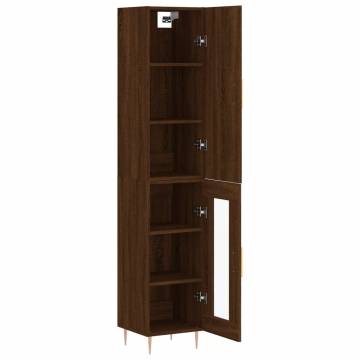 Stylish Highboard in Brown Oak - 34.5x34x180 cm