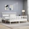 White Super King Size Bed Frame with Headboard - Solid Wood