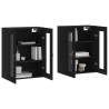 Stylish Wall Mounted Cabinets - Black Engineered Wood (2 pcs)