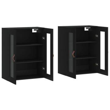 Stylish Wall Mounted Cabinets - Black Engineered Wood (2 pcs)